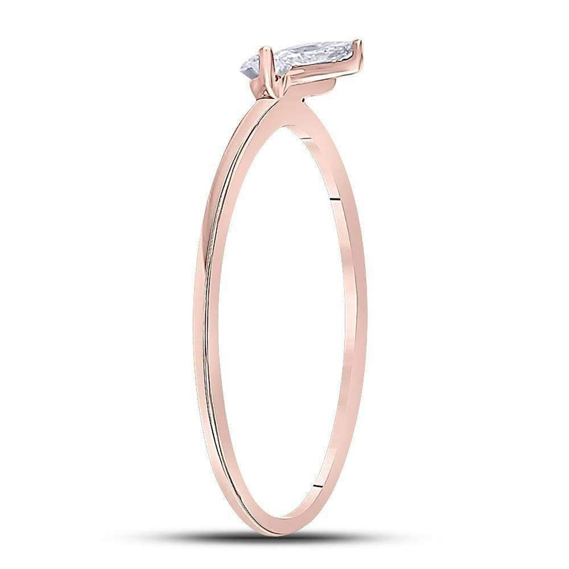 10k Rose Gold Women's Marquise Diamond Three-stone Stackable Ring - FREE Shipping (US/CA)-Gold & Diamond Rings-5-JadeMoghul Inc.