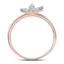 10k Rose Gold Women's Marquise Diamond Three-stone Stackable Ring - FREE Shipping (US/CA)-Gold & Diamond Rings-5-JadeMoghul Inc.
