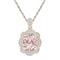 10k Rose Gold Women's Oval Lab-Created Morganite Oval Diamond Pendant-Gold & Diamond Pendants & Necklaces-JadeMoghul Inc.