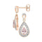 10k Rose Gold Women's Pear Lab-Created Morganite Diamond Dangle Earrings - FREE Shipping (US/CA)-Gold & Diamond Earrings-JadeMoghul Inc.