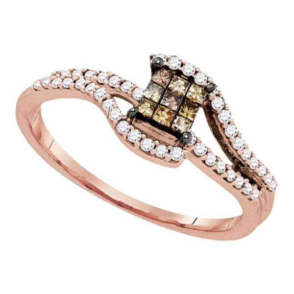 10k Rose Gold Women's Princess Brown Diamond Fashion Ring - FREE Shipping (US/CA)-Rings And Bands-5-JadeMoghul Inc.