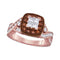 10k Rose Gold Women's Princess Diamond Cluster Brown Wedding Ring - FREE Shipping (US/CA)-Wedding Jewelry-5-JadeMoghul Inc.