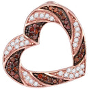 10k Rose Gold Women's Red Diamond Alternating Striped Heart Pendant - FREE Shipping (US/CA)-Gold & Diamond Pendants & Necklaces-JadeMoghul Inc.