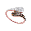 10k Rose Gold Women's Red Diamond Bypass Cluster Ring - FREE Shipping (US/CA)-Gold & Diamond Fashion Rings-5-JadeMoghul Inc.