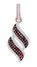 10k Rose Gold Women's Red Diamond Cascading Fashion Pendant-Gold & Diamond Pendants & Necklaces-JadeMoghul Inc.