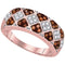 10k Rose Gold Women's Red Diamond Checkered Ring - FREE Shipping (US/CA)-Gold & Diamond Bands-JadeMoghul Inc.