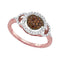 10k Rose Gold Women's Red Diamond Circle Frame Cluster Ring - FREE Shipping (US/CA)-Rings And Bands-5-JadeMoghul Inc.