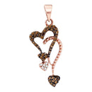 10k Rose Gold Women's Red Diamond Cluster Heart Droplet Pendant - FREE Shipping (US/CA)-Gold & Diamond Pendants & Necklaces-JadeMoghul Inc.