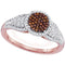 10k Rose Gold Women's Red Diamond Cluster Ring - FREE Shipping (US/CA)-Gold & Diamond Cluster Rings-5-JadeMoghul Inc.