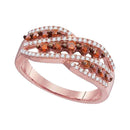 10k Rose Gold Women's Red Diamond Crossover Ring - FREE Shipping (US/CA)-Gold & Diamond Bands-6-JadeMoghul Inc.