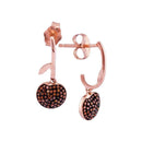 10k Rose Gold Women's Red Diamond Dangle Cluster Earrings - FREE Shipping (US/CA)-Gold & Diamond Earrings-JadeMoghul Inc.