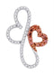 10k Rose Gold Women's Red Diamond Double Heart Pendant-Gold & Diamond Pendants & Necklaces-JadeMoghul Inc.
