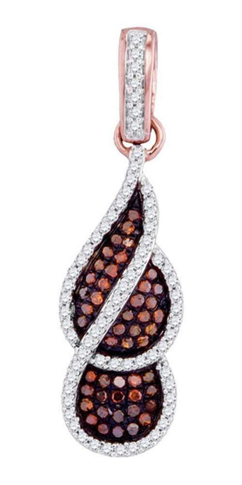 10k Rose Gold Women's Red Diamond Fashion Pendant - FREE Shipping (US/CA)-Gold & Diamond Pendants & Necklaces-JadeMoghul Inc.