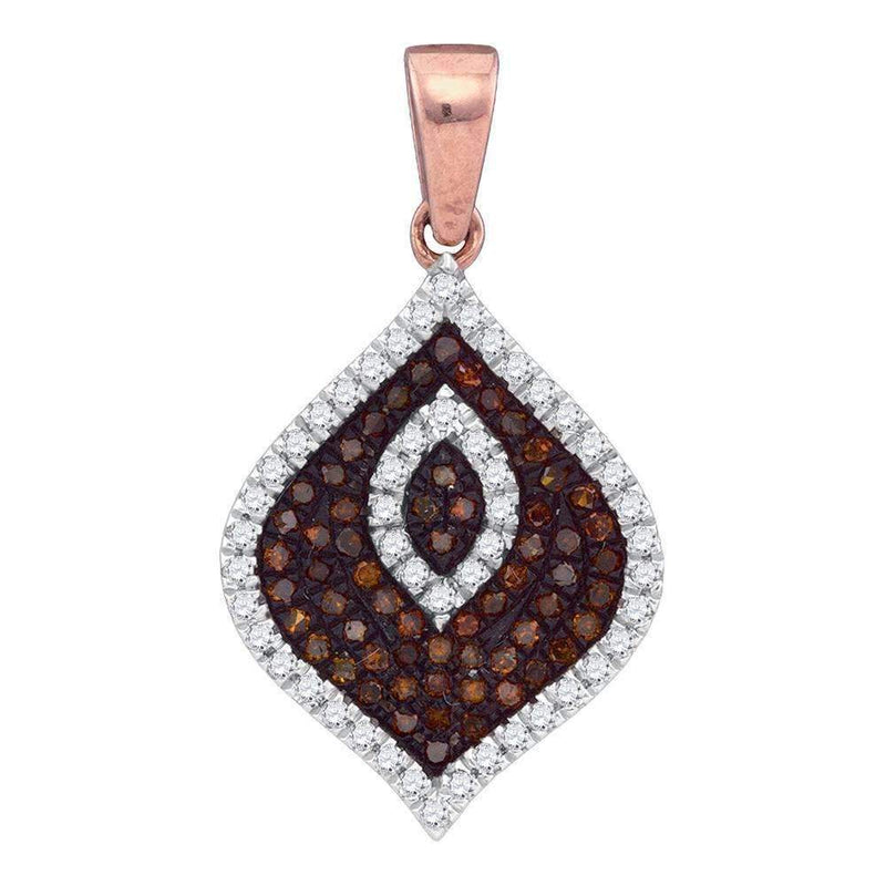 10k Rose Gold Women's Red Diamond Fashion Pendant - FREE Shipping (US/CA)-Gold & Diamond Pendants & Necklaces-JadeMoghul Inc.