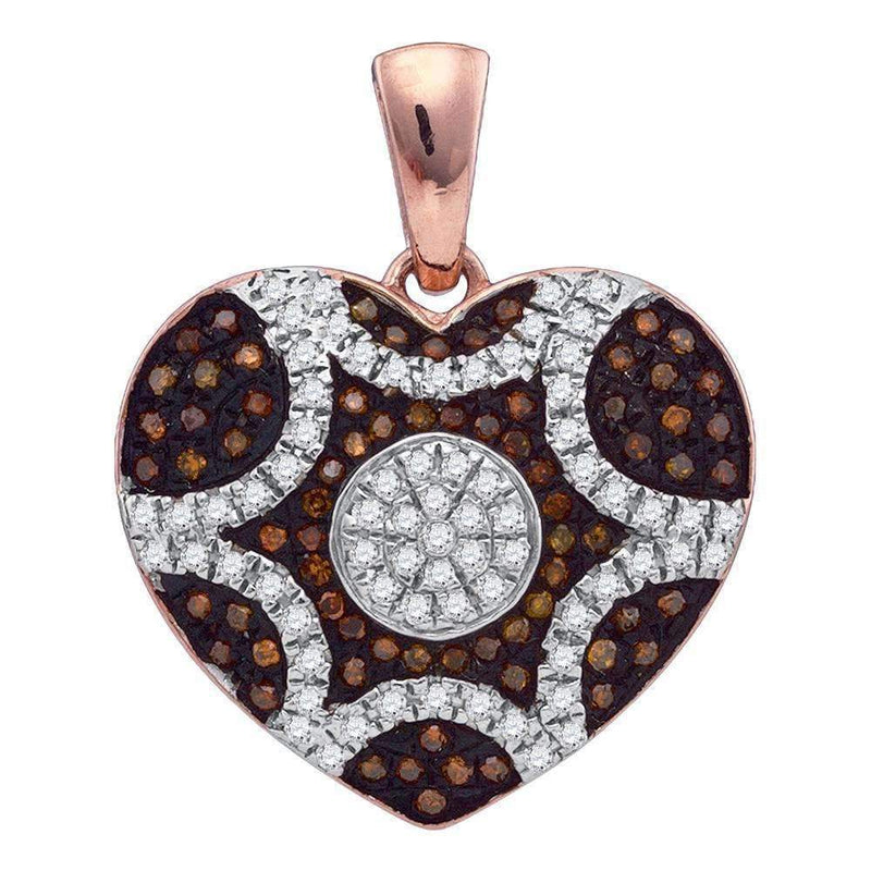 10k Rose Gold Women's Red Diamond Heart Cluster Pendant - FREE Shipping (US/CA)-Gold & Diamond Pendants & Necklaces-JadeMoghul Inc.