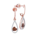 10k Rose Gold Women's Red Diamond Heart Dangle Earrings - FREE Shipping (US/CA)-Gold & Diamond Earrings-JadeMoghul Inc.