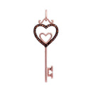 10k Rose Gold Women's Red Diamond Heart Key Pendant - FREE Shipping (US/CA)-Gold & Diamond Pendants & Necklaces-JadeMoghul Inc.