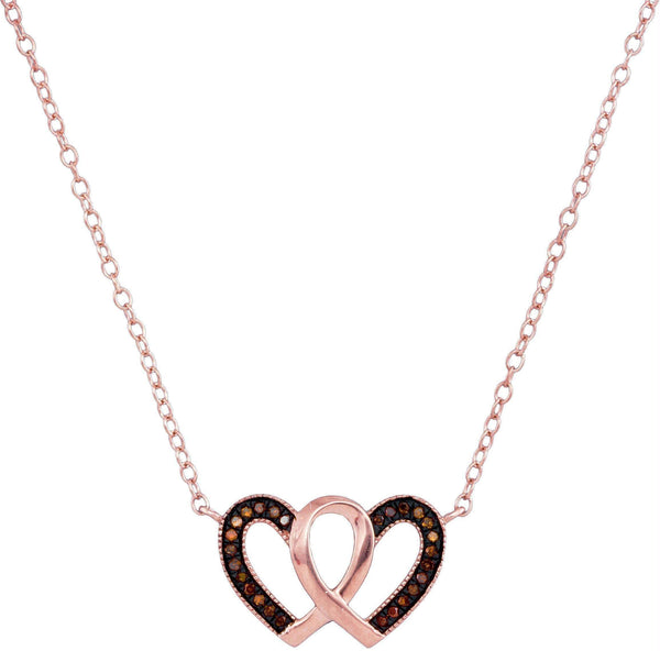 10k Rose Gold Women's Red Diamond Heart Necklace - FREE Shipping (US/CA)-Gold & Diamond Pendants & Necklaces-JadeMoghul Inc.