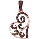 10k Rose Gold Women's Red Diamond Heart Pendant - FREE Shipping (US/CA)-Gold & Diamond Pendants & Necklaces-JadeMoghul Inc.