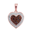 10k Rose Gold Women's Red Diamond Heart Pendant - FREE Shipping (US/CA)-Gold & Diamond Pendants & Necklaces-JadeMoghul Inc.