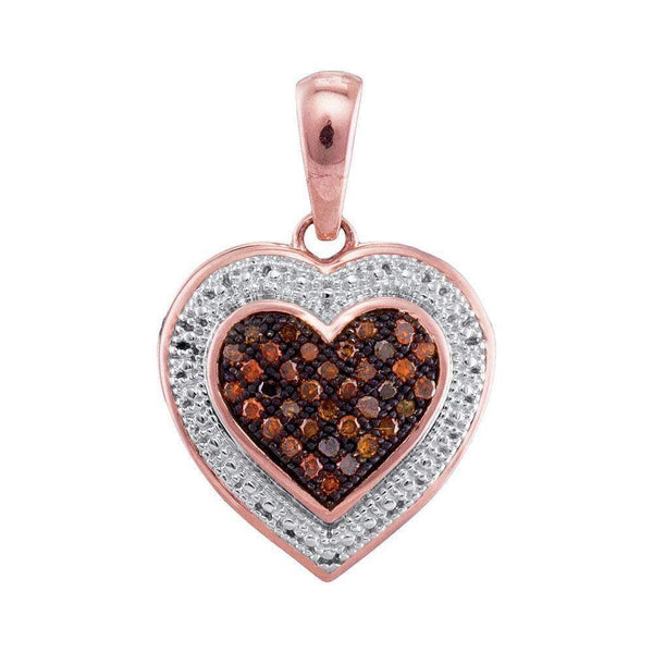 10k Rose Gold Women's Red Diamond Heart Pendant - FREE Shipping (US/CA)-Gold & Diamond Pendants & Necklaces-JadeMoghul Inc.