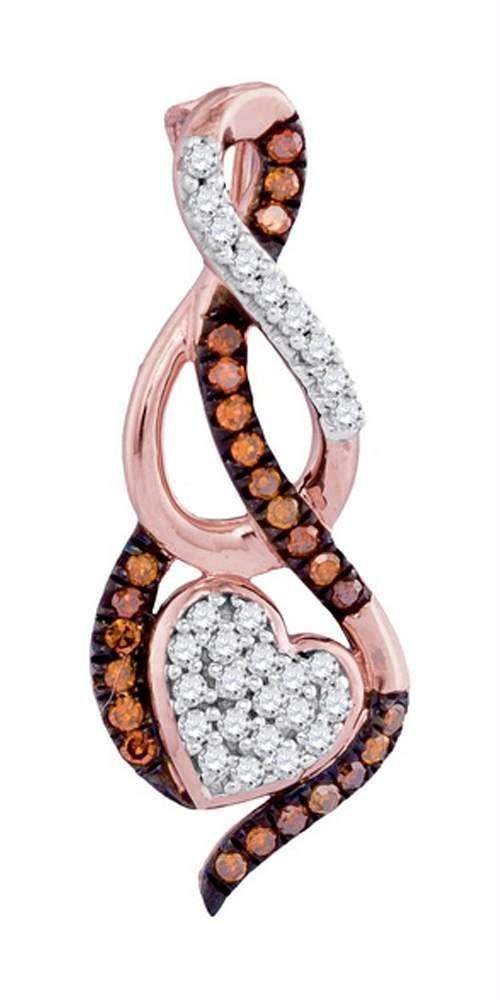 10k Rose Gold Women's Red Diamond Heart Pendant - FREE Shipping (US/CA)-Gold & Diamond Pendants & Necklaces-JadeMoghul Inc.