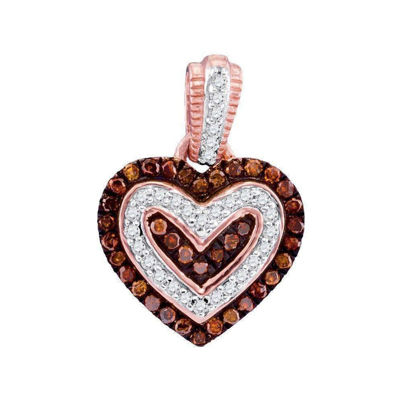 10k Rose Gold Women's Red Diamond Heart Pendant - FREE Shipping (US/CA)-Gold & Diamond Pendants & Necklaces-JadeMoghul Inc.