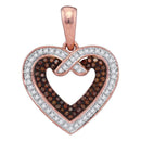 10k Rose Gold Women's Red Diamond Heart Pendant - FREE Shipping (US/CA)-Gold & Diamond Pendants & Necklaces-JadeMoghul Inc.