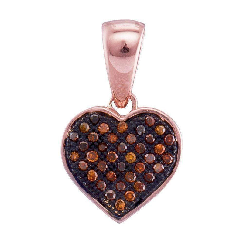 10k Rose Gold Women's Red Diamond Heart Pendant - FREE Shipping (US/CA)-Gold & Diamond Pendants & Necklaces-JadeMoghul Inc.