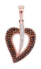 10k Rose Gold Women's Red Diamond Heart Pendant-Gold & Diamond Pendants & Necklaces-JadeMoghul Inc.