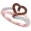 10k Rose Gold Women's Red Diamond Heart Ring - FREE Shipping (US/CA)-Gold & Diamond Heart Rings-5-JadeMoghul Inc.