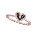 10k Rose Gold Women's Red Diamond Heart Ring - FREE Shipping (US/CA)-Gold & Diamond Heart Rings-5-JadeMoghul Inc.