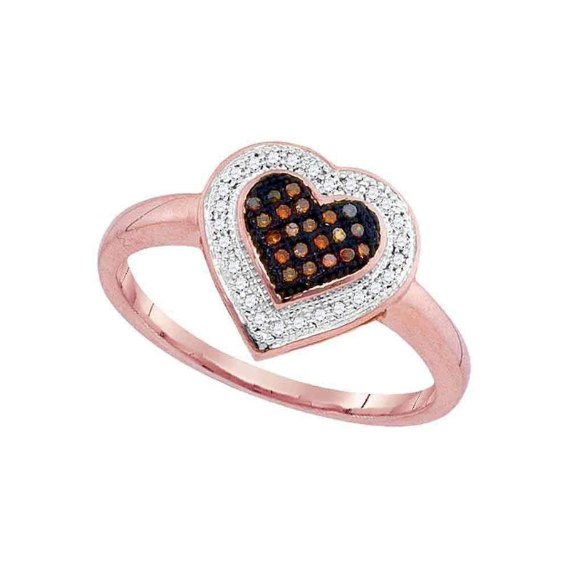 10k Rose Gold Women's Red Diamond Heart Ring - FREE Shipping (US/CA)-Gold & Diamond Heart Rings-5-JadeMoghul Inc.