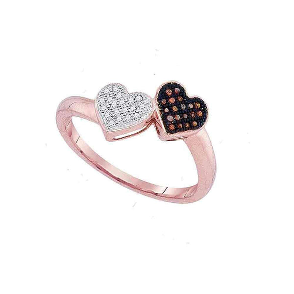 10k Rose Gold Women's Red Diamond Heart Ring - FREE Shipping (US/CA)-Gold & Diamond Heart Rings-5-JadeMoghul Inc.