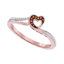 10k Rose Gold Women's Red Diamond Heart Ring - FREE Shipping (US/CA)-Gold & Diamond Heart Rings-5-JadeMoghul Inc.