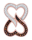 10k Rose Gold Women's Red Diamond Hearts Pendant - FREE Shipping (US/CA)-Gold & Diamond Pendants & Necklaces-JadeMoghul Inc.