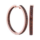 10k Rose Gold Women's Red Diamond Hoop Earrings - FREE Shipping (US/CA)-Gold & Diamond Earrings-JadeMoghul Inc.