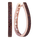 10k Rose Gold Women's Red Diamond Hoop Earrings - FREE Shipping (US/CA)-Gold & Diamond Earrings-JadeMoghul Inc.