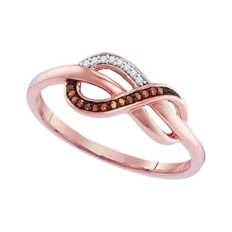 10k Rose Gold Women's Red Diamond Infinity Ring - FREE Shipping (US/CA)-Gold & Diamond Rings-5-JadeMoghul Inc.