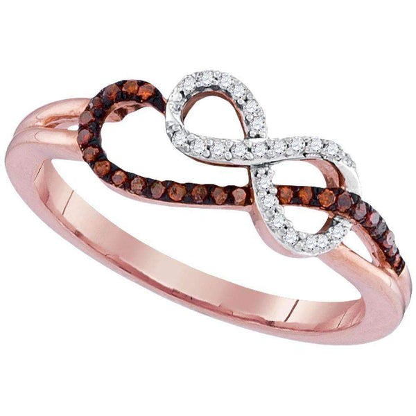 10k Rose Gold Women's Red Diamond Infinity Ring - FREE Shipping (US/CA)-Gold & Diamond Rings-5-JadeMoghul Inc.