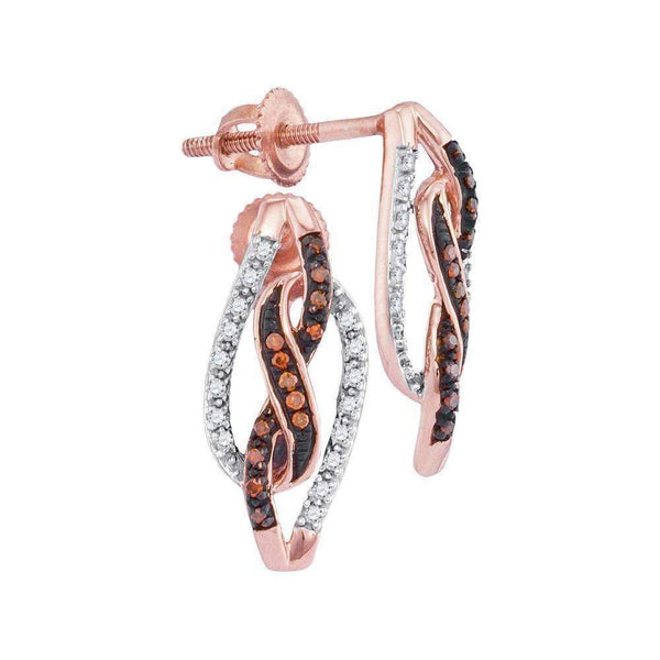 10k Rose Gold Women's Red Diamond Infinity Screwback Earrings - FREE Shipping (US/CA)-Gold & Diamond Earrings-JadeMoghul Inc.