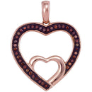 10k Rose Gold Women's Red Diamond Nested Hearts Pendant - FREE Shipping (US/CA)-Gold & Diamond Pendants & Necklaces-JadeMoghul Inc.