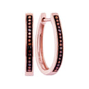 10k Rose Gold Women's Red Diamond Oblong Hoop Earrings - FREE Shipping (US/CA)-Gold & Diamond Earrings-JadeMoghul Inc.