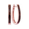 10k Rose Gold Women's Red Diamond Oblong Hoop Earrings - FREE Shipping (US/CA)-Gold & Diamond Earrings-JadeMoghul Inc.