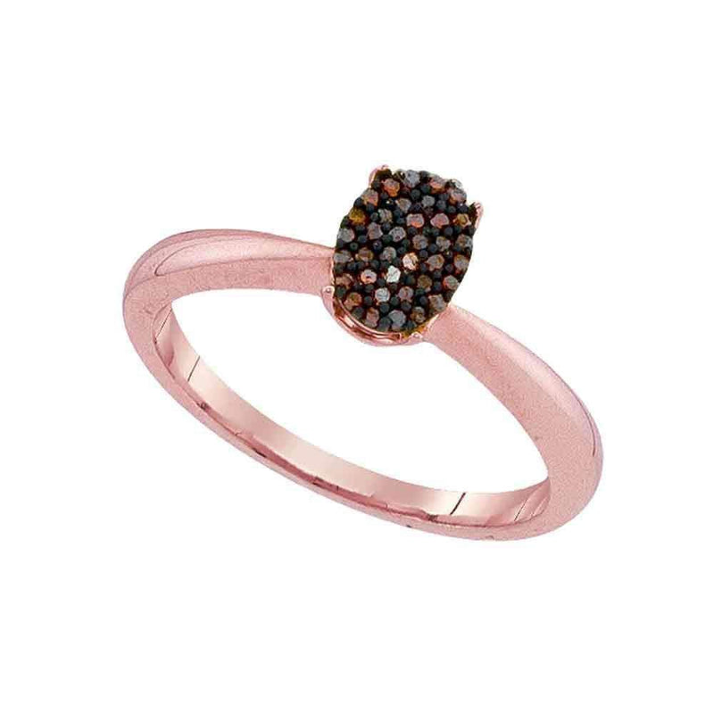 10k Rose Gold Women's Red Diamond Oval Cluster Ring - FREE Shipping (US/CA)-Gold & Diamond Cluster Rings-5-JadeMoghul Inc.