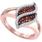 10k Rose Gold Women's Red Diamond Oval Cluster Split-shank Ring - FREE Shipping (US/CA)-Rings And Bands-5.5-JadeMoghul Inc.