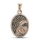 10k Rose Gold Women's Red Diamond Oval Pendant - FREE Shipping (US/CA)-Gold & Diamond Pendants & Necklaces-JadeMoghul Inc.