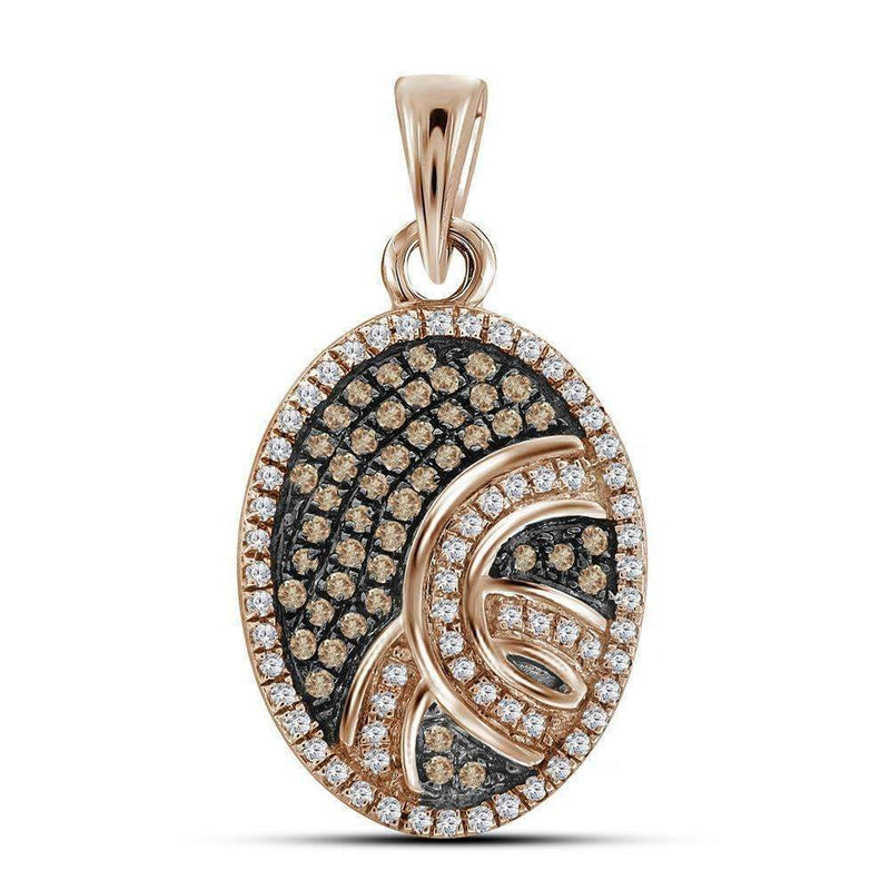 10k Rose Gold Women's Red Diamond Oval Pendant - FREE Shipping (US/CA)-Gold & Diamond Pendants & Necklaces-JadeMoghul Inc.