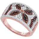 10k Rose Gold Women's Red Diamond Ring - FREE Shipping (US/CA)-Gold & Diamond Bands-5-JadeMoghul Inc.