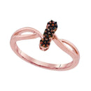 10k Rose Gold Women's Red Diamond Ring - FREE Shipping (US/CA)-Gold & Diamond Cluster Rings-6-JadeMoghul Inc.